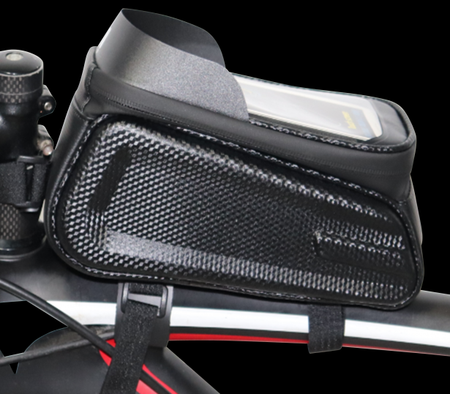 Front Tube Bag - Ebike / Bicycle Front Frame Bag & Waterproof Touchscreen Smartphone Holder, Universal Mount, Black