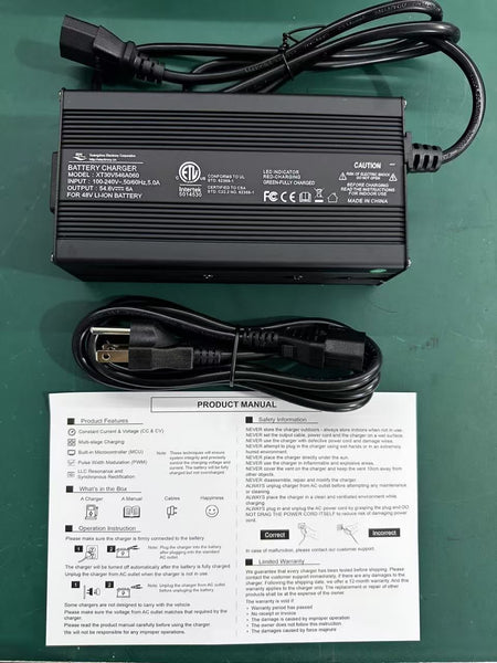 Lithium Charger 48V/6A Universal PC plug OUTPUT: 54.6V/6A for Emmo Urban
