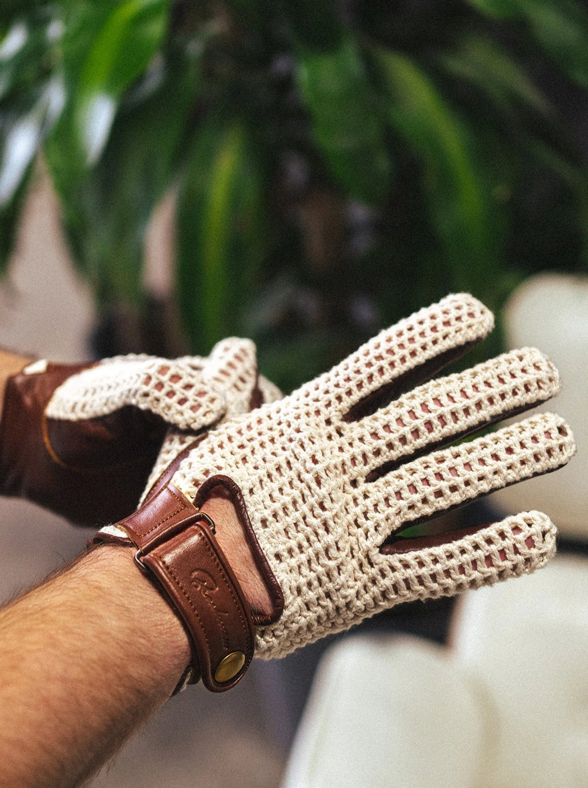 Beachman Knit Leather Riding Gloves