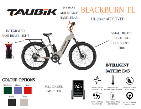2024 Taubik Blackburn TL UL 2849 APPROVED Ebike Electric Bicycle Step Thru