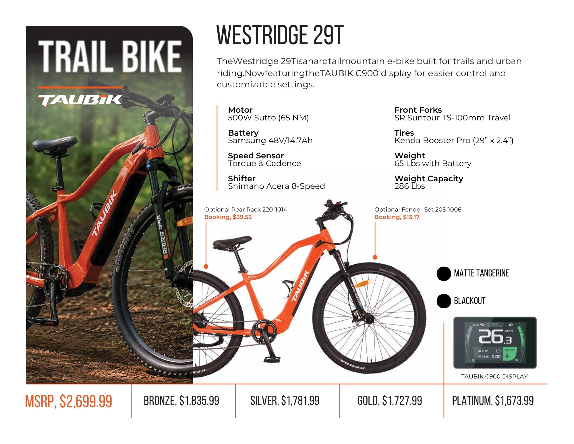 COMING SOON - 2027 Taubik Westridge 29T | Electric Bicycle
