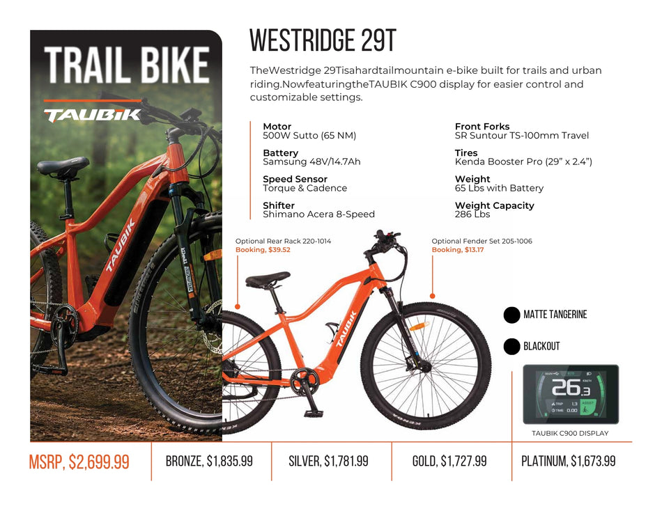 COMING SOON - 2027 Taubik Westridge 29T | Electric Bicycle