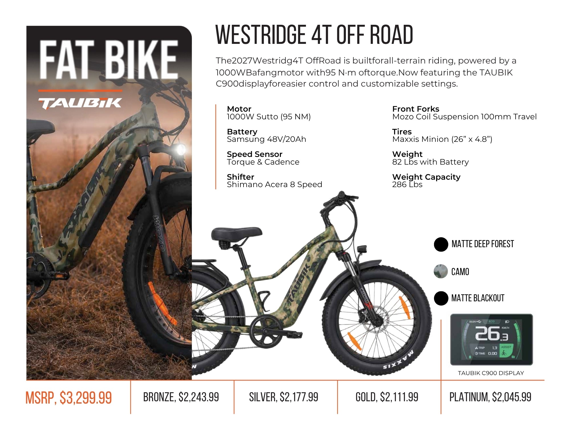 COMING SOON - 2027 Taubik Westridge 4T Off-Road | Electric Bicycle