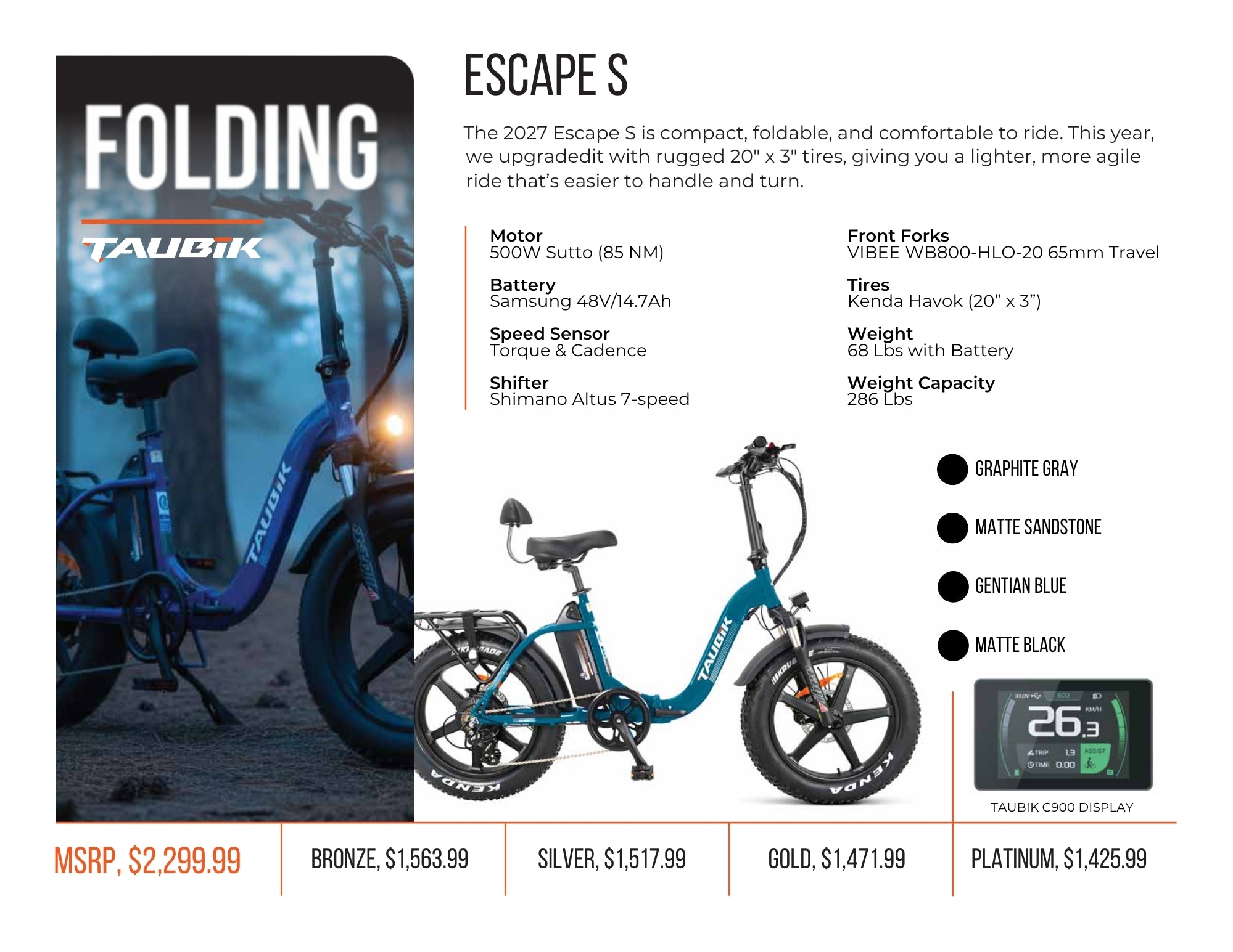 COMING SOON - 2027 Taubik Escape S | Electric Bicycle