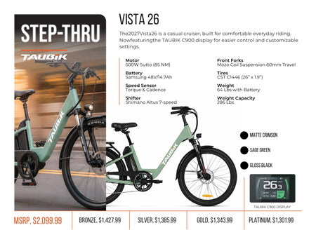 COMING SOON - 2027 Taubik Vista 26 | Electric Bicycle