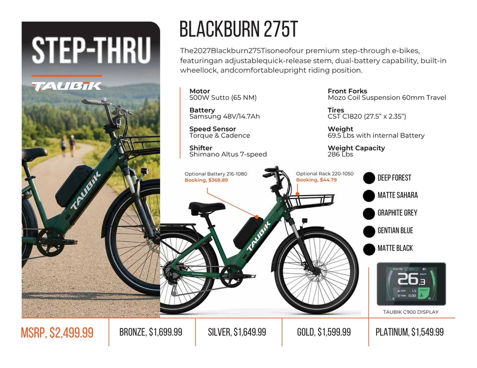 COMING SOON - 2027 Taubik Blackburn 275T | Electric Bicycle