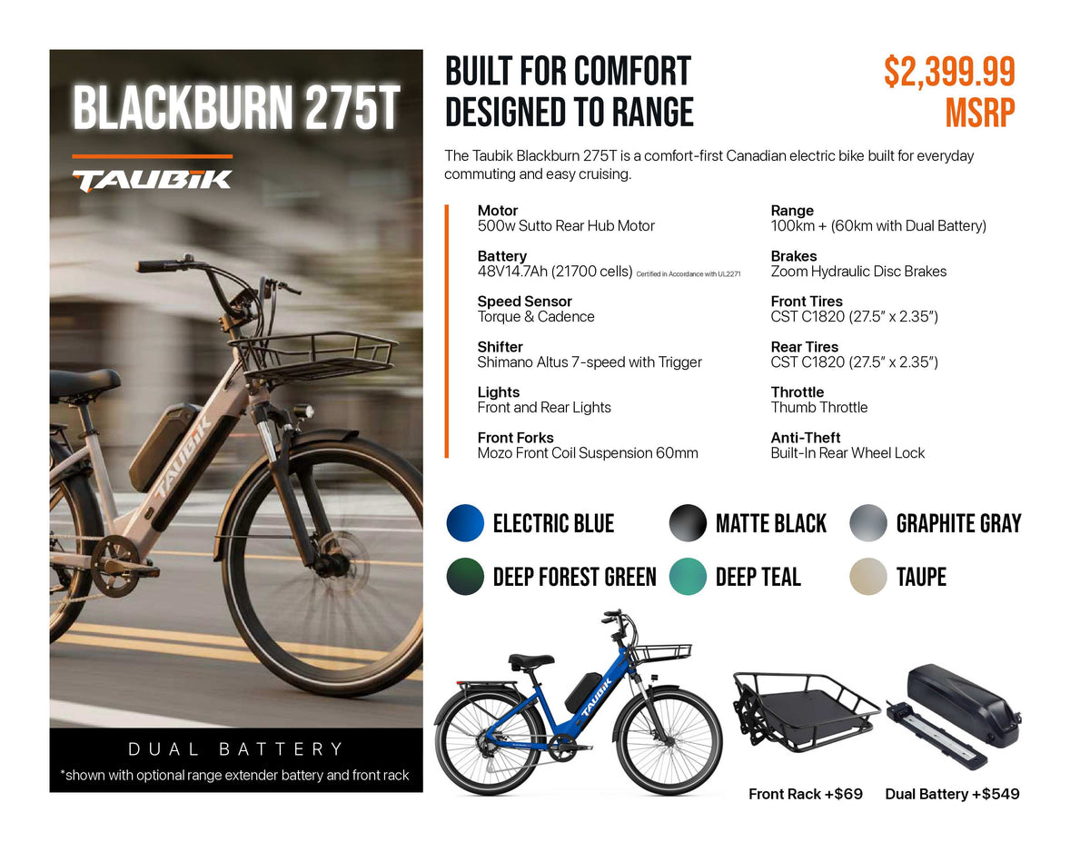 2026 Taubik Blackburn 275T Ebike Electric Bicycle Step Thru