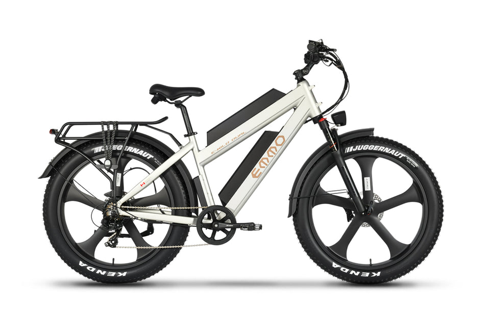 Emmo E-Wild Dual - Premium All Terrain Fat Tire Ebike - Champagne White/Sapphire Blue