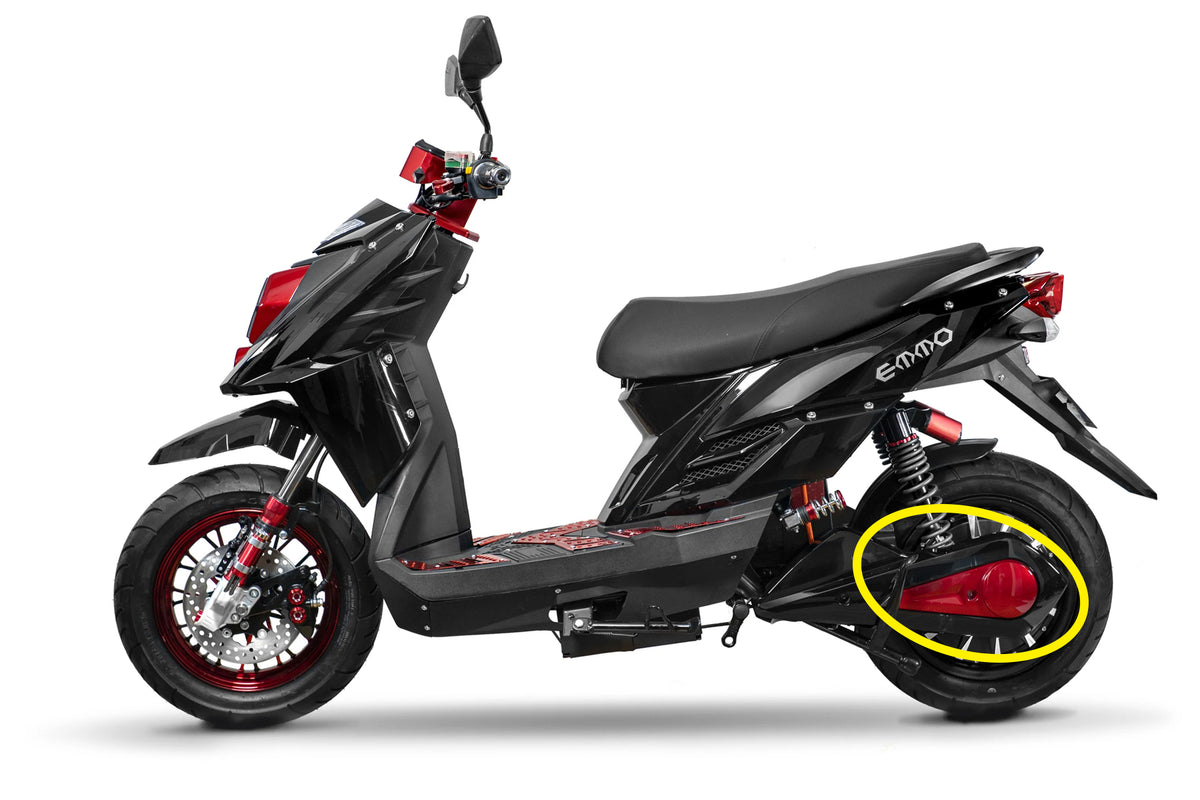 Emmo Koogo - Coloured Side Panel on Swing Arm Cover - Red/Matt Red/Black
