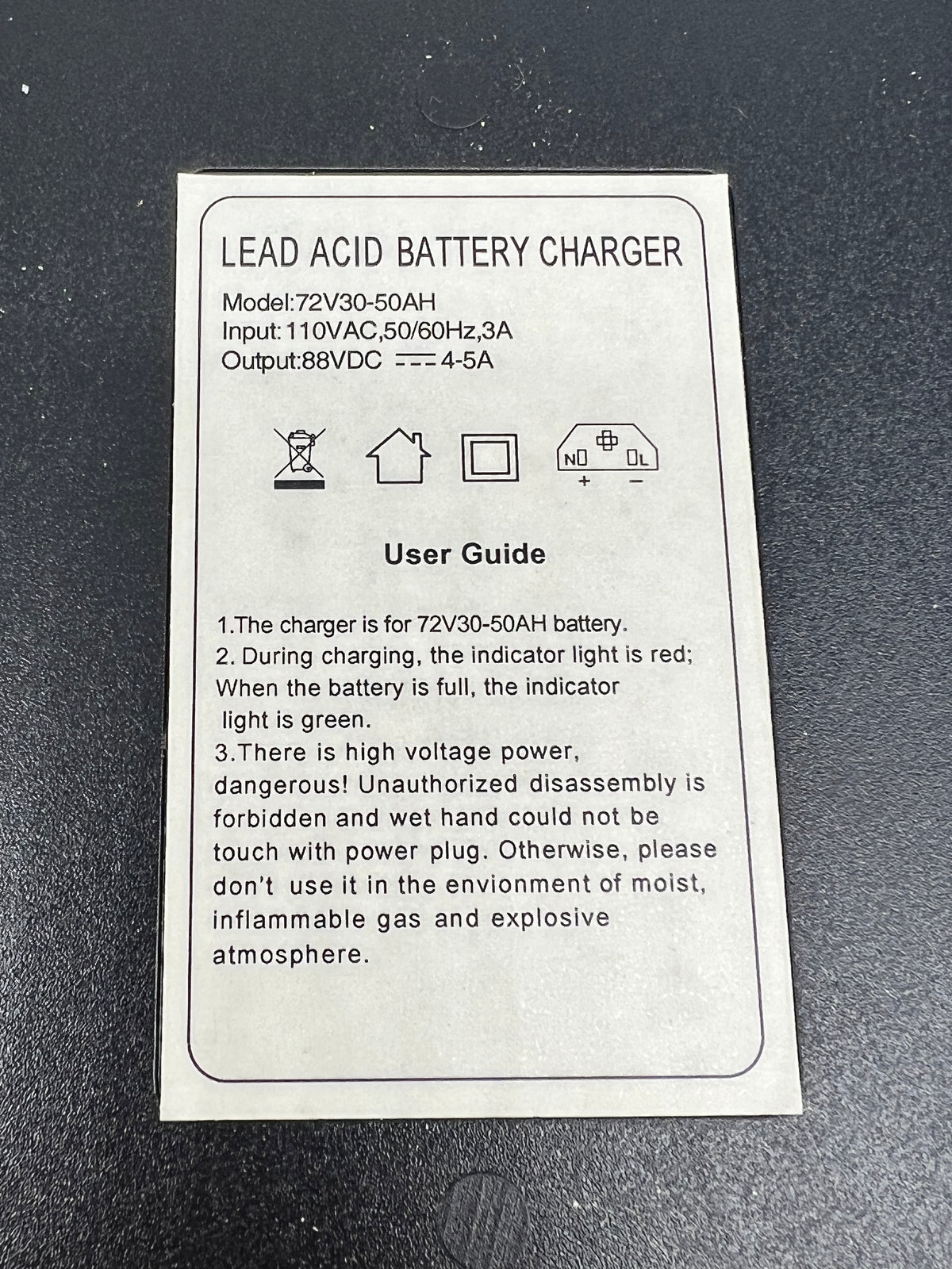 72v45ah Sealed Lead Acid Charger