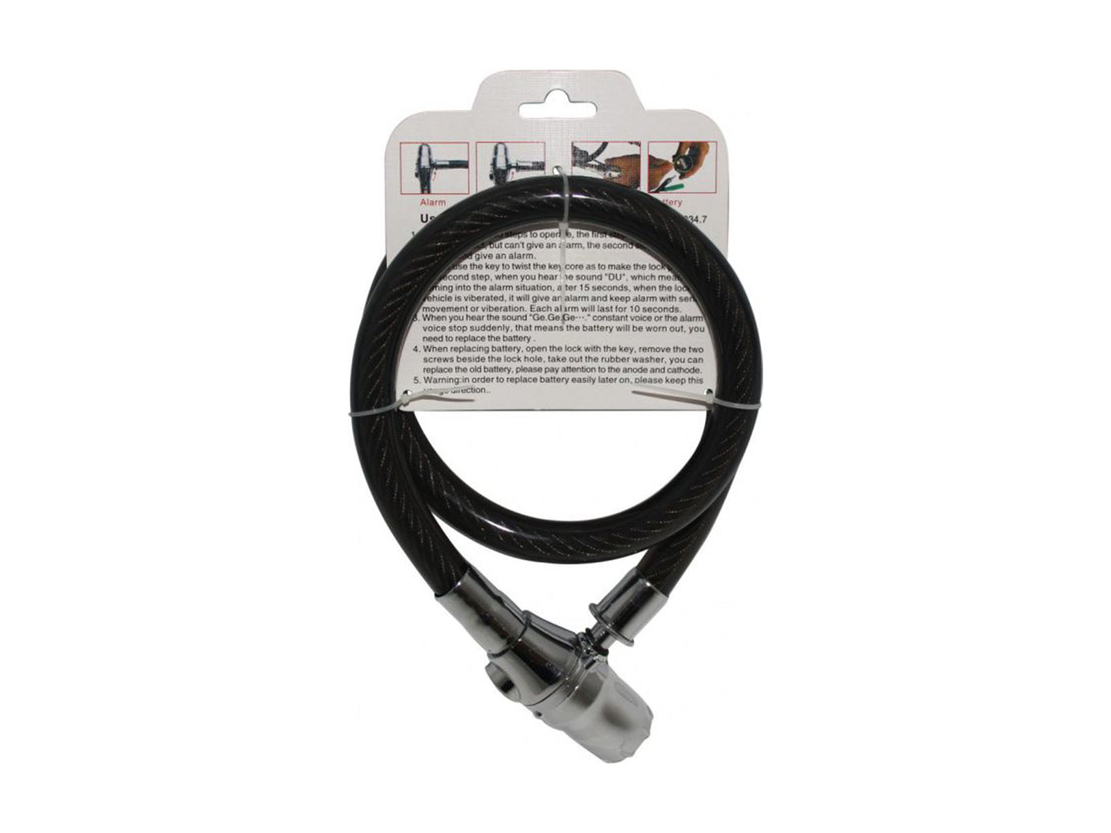 Lock - Heavy Duty Cable Lock, Alarm, 200cm / 79in