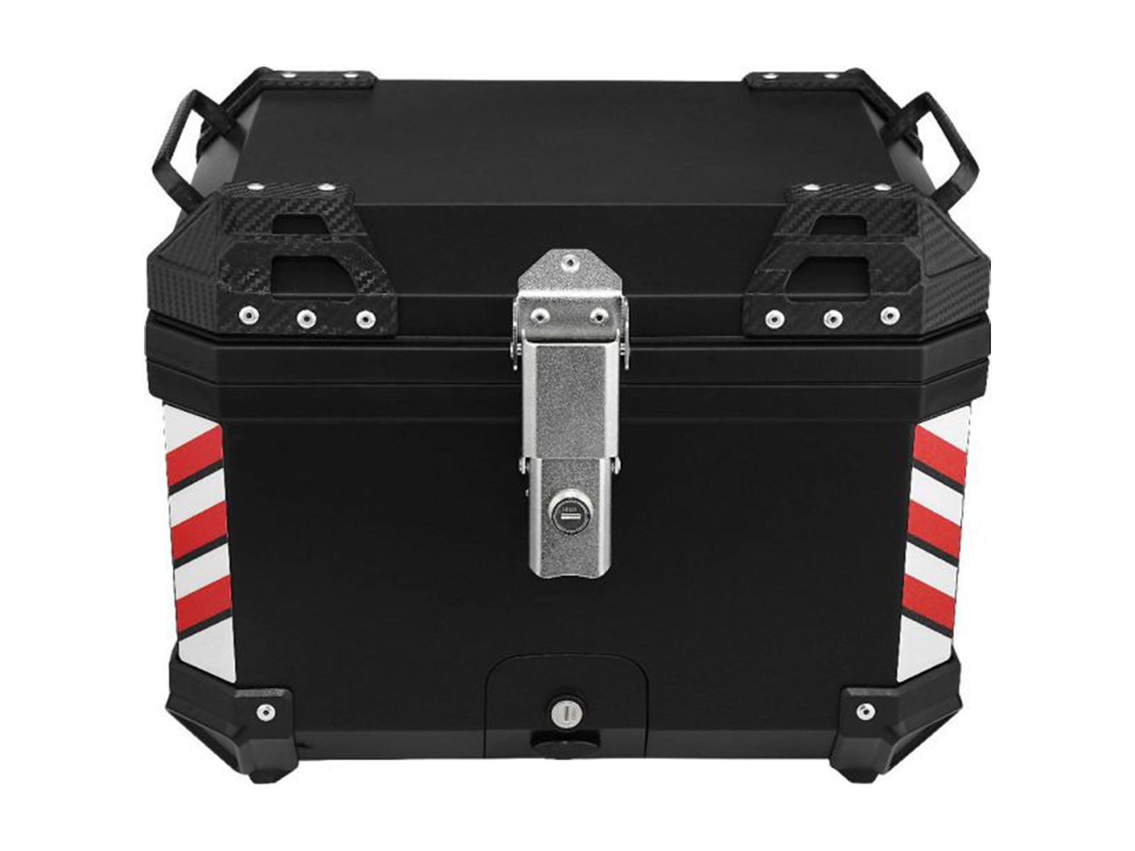 Tail Storage Box - 57L Black Motorcycle & Scooter Trunk, PHX Gen2, Quick Release, Dual Backrest, Corner Reflectors