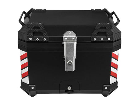 Tail Storage Box - 57L Black Motorcycle & Scooter Trunk, PHX Gen2, Quick Release, Dual Backrest, Corner Reflectors