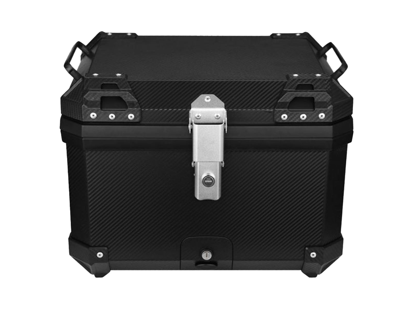 Tail Storage Box - 57L Carbon Motorcycle & Scooter Trunk, PHX Gen2, Quick Release, Dual Backrest, Corner Reflectors