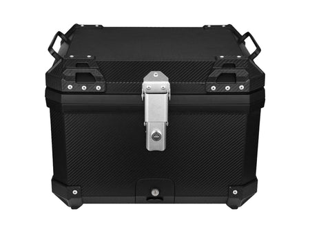 Tail Storage Box - 57L Carbon Motorcycle & Scooter Trunk, PHX Gen2, Quick Release, Dual Backrest, Corner Reflectors